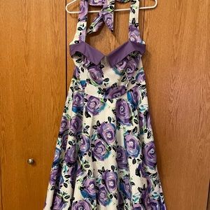 Bettie Page by Tatyana purple floral pin up dress